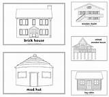 Sparklebox Houses Colouring Pages Homes Types Coloring House Mud Simple Wooden sketch template