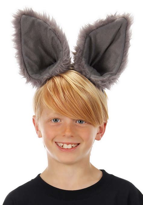 deluxe wolf ears gray costume headband