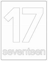 Number 17 Coloring Seventeen Pages Printable Worksheets Numbers Choose Board sketch template