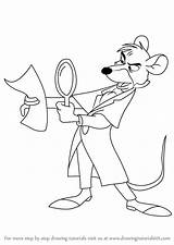 Detective Mouse Great Basil Baker Street Draw Drawing Step Movies sketch template