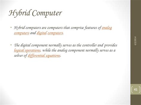 Classification of computer analog digital hybrid