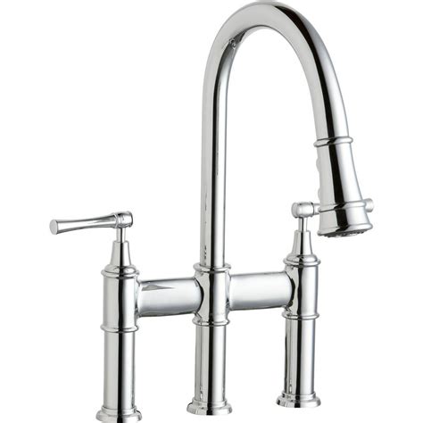 elkay explore  hole bridge faucet  pull  spray  lever handles chrome walmart