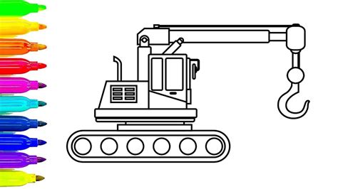draw crane truck coloring pages drawing  kids learn colors