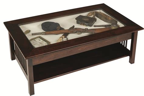 Mission Large Coffee Table With Glass Top Display From Dutchcrafters