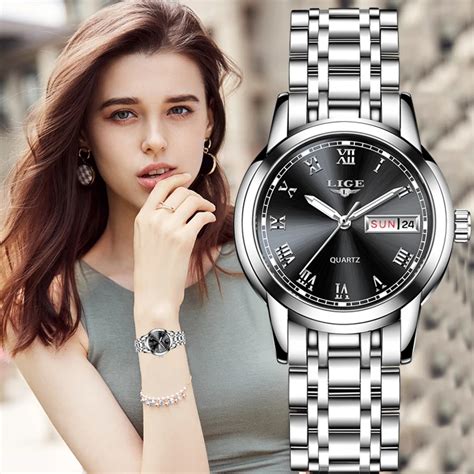 luik nieuwe top kwaliteit dames horloge luxe rose goud zwart rvs waterdichte horloges vrouw
