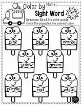 Summer Worksheets Kindergarten Tk Sight Word Color Transitional Fun School End Review Learning Break Popsicles sketch template