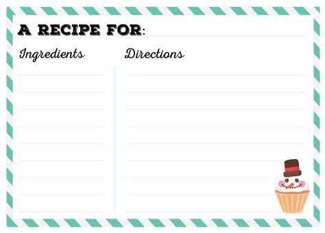 editable printable recipe cards christmas