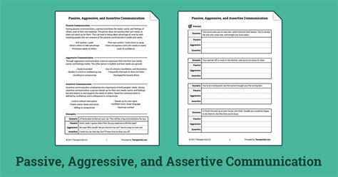 passive aggressive and assertive communication worksheet