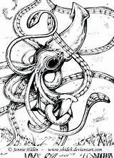 Squid Coloring Giant Pages Kraken Drawing Octopus Tattoo Marine Cuttlefish Sea Colossal Corps Calamar Gigante Drawings Draw Space Getcolorings Pulpos sketch template