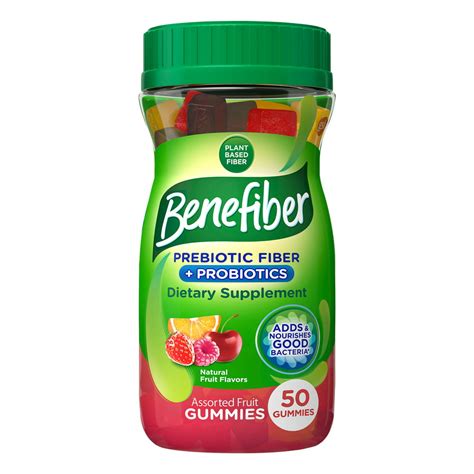 benefiber adult prebiotic fiber gummies assorted fruit flavor  ct