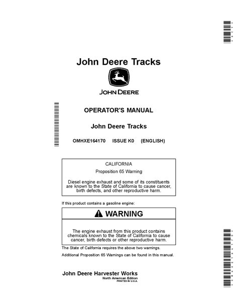 john deere      combine tracks omhxe operators  maintenance manual