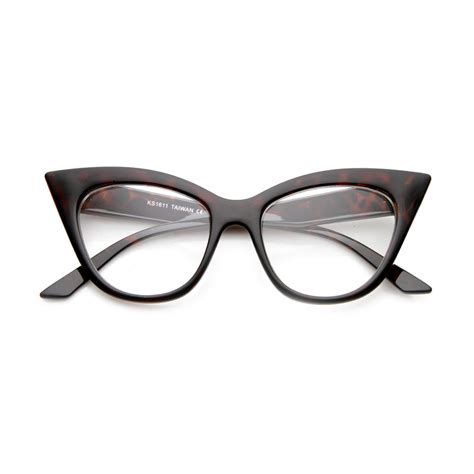 women s high pointed 60 s era mod fashion clear lens cat eye glasses