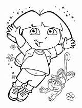 Dora Coloring Explorer Pages Kids Color Jumps Monkey Boots Pages2color Print Printable sketch template
