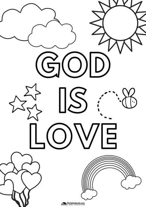 god  love coloring page  sun  clouds