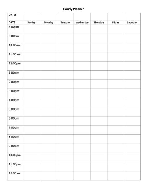 effective hourly schedule templates excel word  templatelab