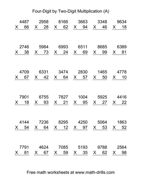 multiplication worksheets double digit easy