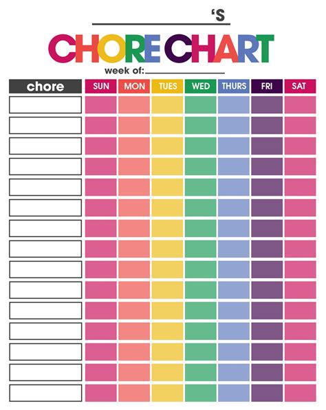 printable household chore charts     printablee