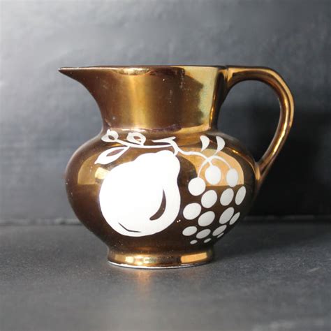 vintage pitcher  grays pottery stoke  trent  gold