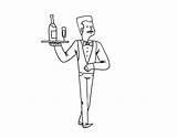 Waiter Waitress Template French Coloring sketch template