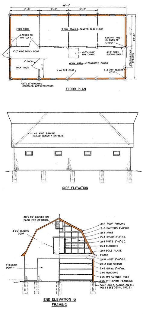 gambrel horse shed plans blueprints  big