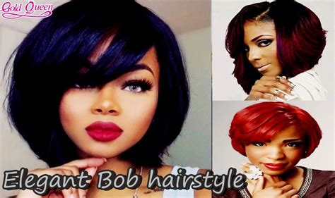 Black Elegant Woman Bob Hairstyle And Haircut With Colors 2016