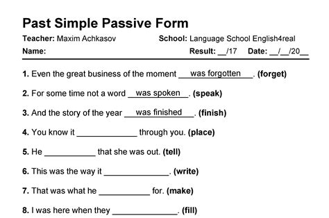 simple passive english grammar fill   blanks exercises