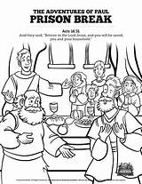 Acts Coloring 16 Pages Prison Sunday School Bible Kids Break Sharefaith sketch template
