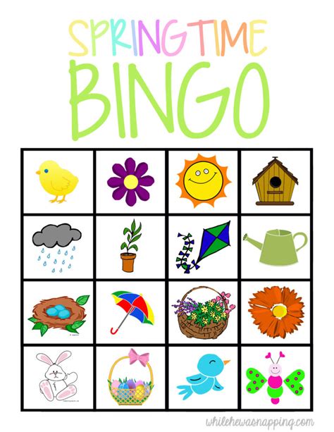 bingo printable  spring thrifty homeschoolers