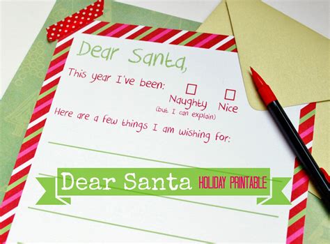 dear santa letter printable delightfully noted