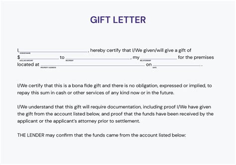 gift letter   mortgage