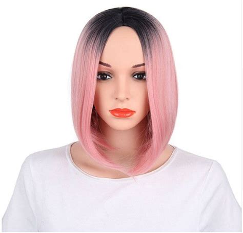 Ombre Blue Synthetic Hair Wig Straight Hair Short Bob Wigs For Black Women