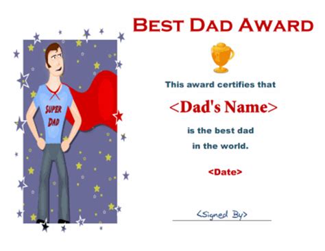 dad certificate template  professionally designed templates