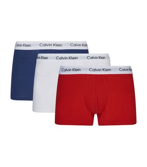 calvin klein white blue and red cotton boxers pack of 3 harrods uk