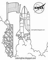 Coloring Shuttle Spacecraft Rocket sketch template
