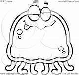 Jellyfish Drunk Clipart Cartoon Bored Outlined Coloring Vector Thoman Cory Royalty sketch template