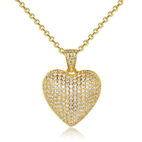 peermont jewelry  gold plated cubic zirconia heart pendant necklace walmartcom walmartcom