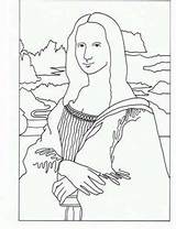 Mona Masterpiece Vinci Dibujo Paisaje Classe Worksheets Leonardo Coloriage sketch template