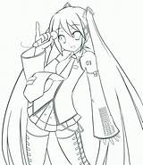Miku Hatsune Coloring Lineart Pages Drawing Deviantart Kouken Chibi Anime Print Draw Sheets Vocaloid Getdrawings Choose Board Coloured sketch template