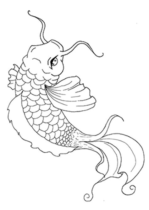 printable  japanese koi fish coloring picture assignment