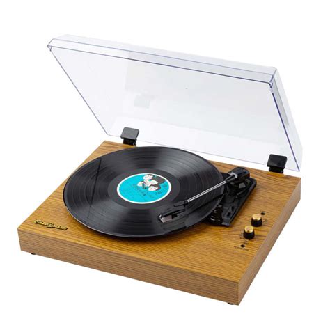 vinyl records lp turntable retro record player built  speakers