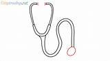 Stethoscope Drawing Draw Step Easy Tutorial sketch template