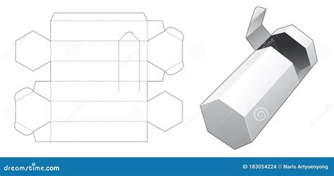 hexagonal packaging box   zipping die cut template vector