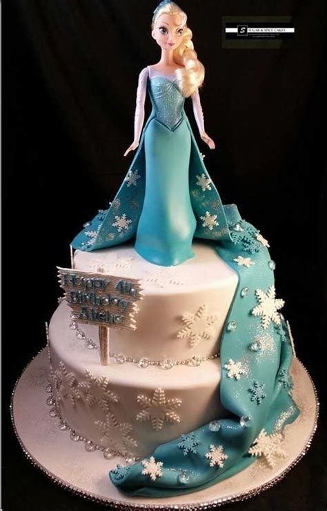 frozen snowflake snow queen elsa cake   halloween birthday cake elsa doll topper elsa