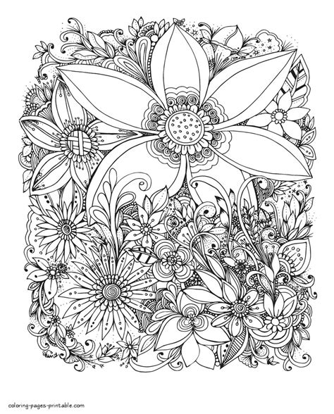 flower coloring pages  adults printable coloring pages printablecom