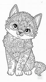 Coloring Pages Adult Colouring Cute Cats Kitten Printable Adults Dogs Book Books sketch template
