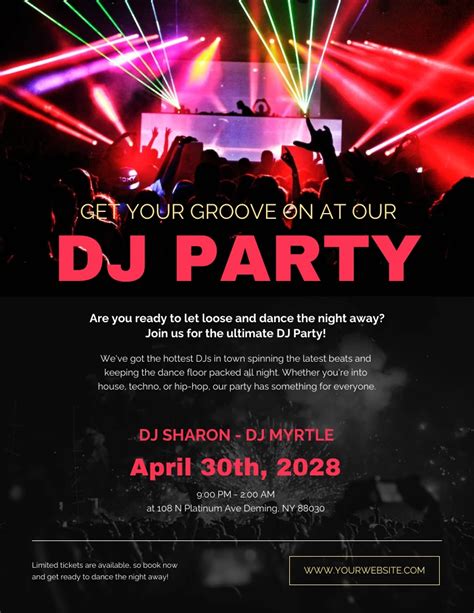 black  red dj party poster template venngage