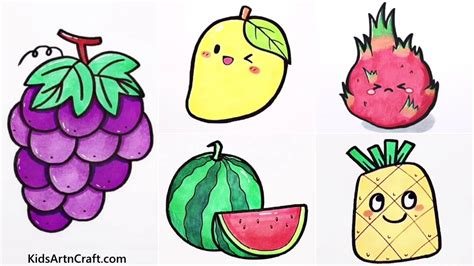 fresh fruit drawings coloring ideas kids art craft