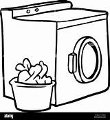 Washing Lavadora Laundry Dessin Waschmaschine Linge Lave Blanchisserie Pila Alamy Lignes Wäsche Waschmaschinen sketch template