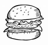 Drawn Hamburger Burger Drawing Pencil Drawings Fries Color sketch template