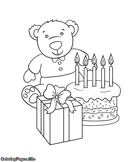 birthday bear  coloring page coloring pages